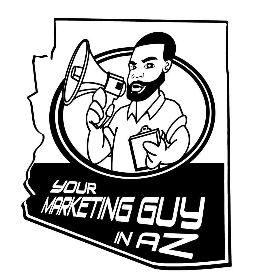 marketing guy logo black and white